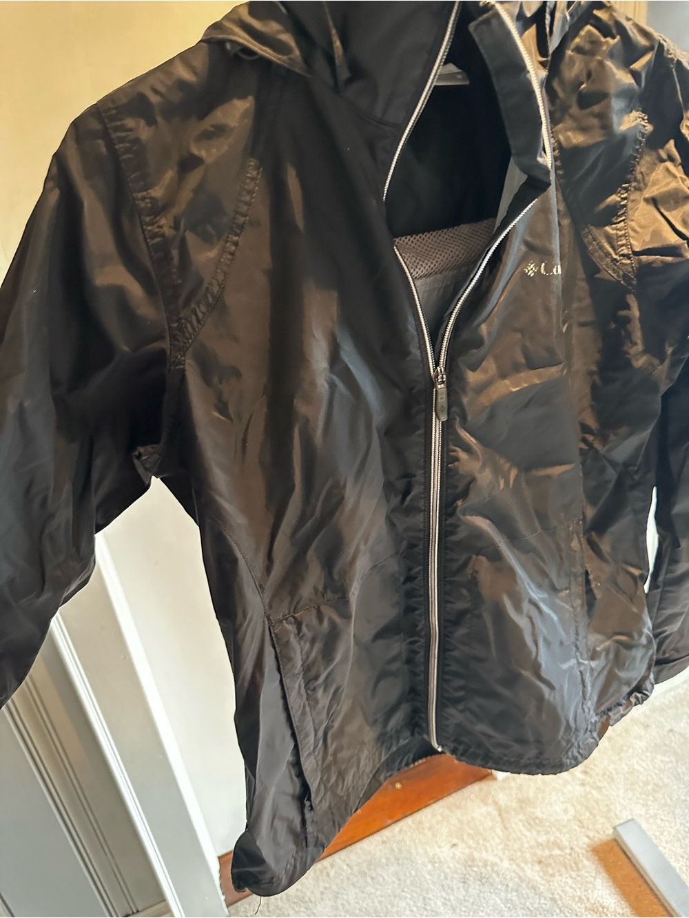 Columbia Black Hooded Windbreaker Jacket